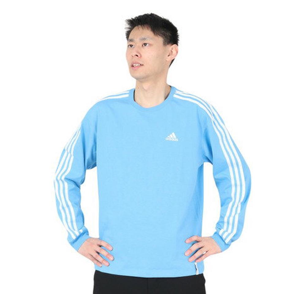 アディダス（adidas）（メンズ）エッセンシャルズ プラス ルーズフィット スリーストライプス長袖Tシャツ KWE93-JF3914