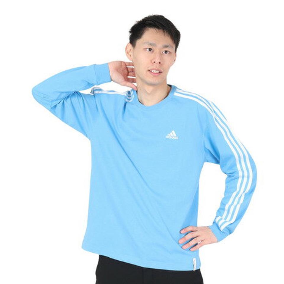 アディダス（adidas）（メンズ）エッセンシャルズ プラス ルーズフィット スリーストライプス長袖Tシャツ KWE93-JF3914