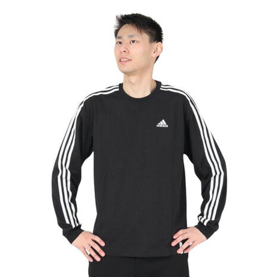 アディダス（adidas）（メンズ）エッセンシャルズ プラス ルーズフィット スリーストライプス長袖Tシャツ KWE93-JF3907/JF3914