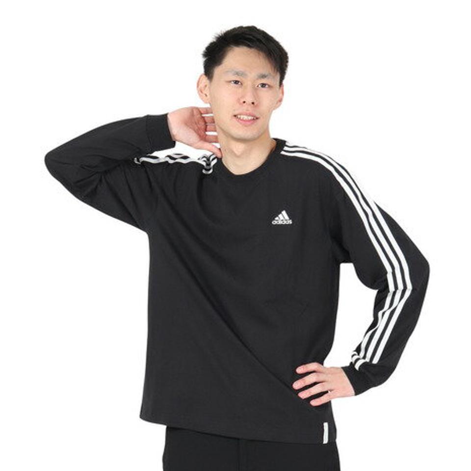 アディダス（adidas）（メンズ）エッセンシャルズ プラス ルーズフィット スリーストライプス長袖Tシャツ KWE93-JF3907/JF3914