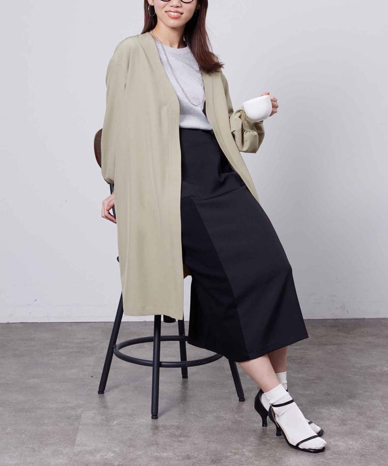 袖口リブ着流しコート
