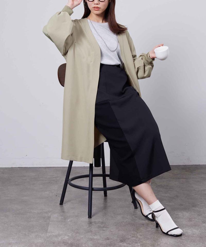 袖口リブ着流しコート