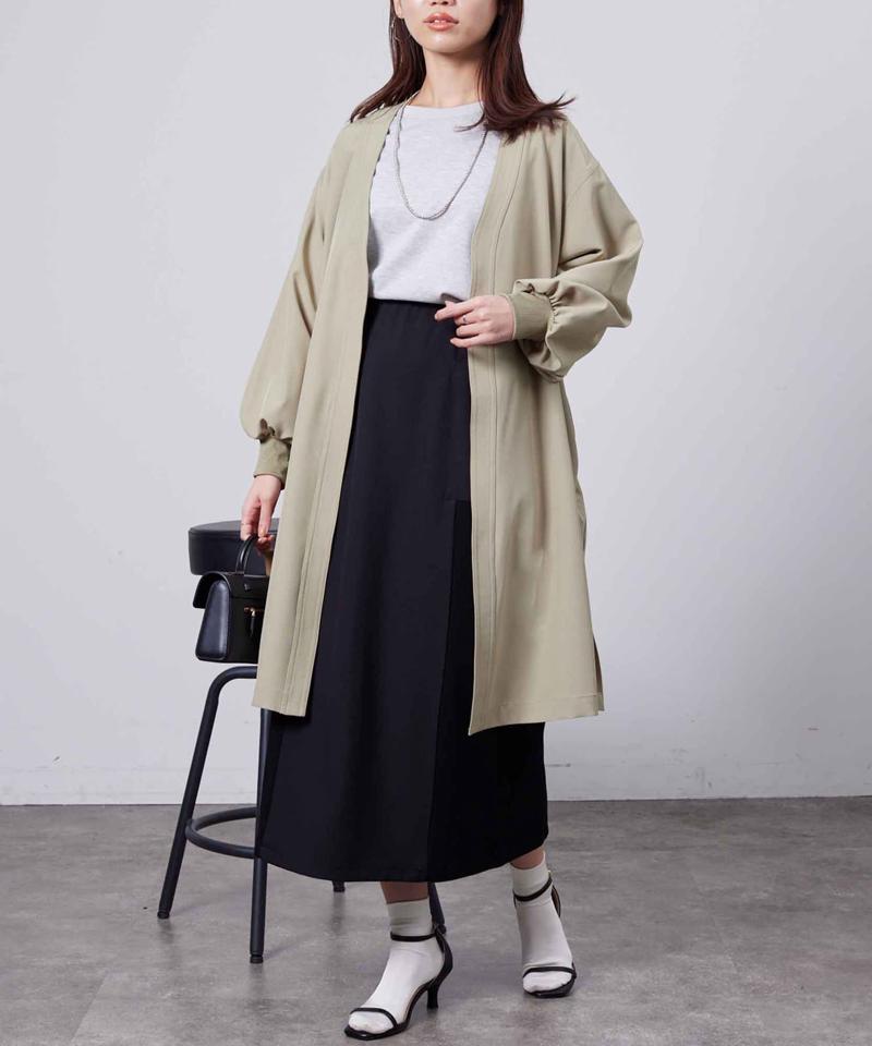 袖口リブ着流しコート