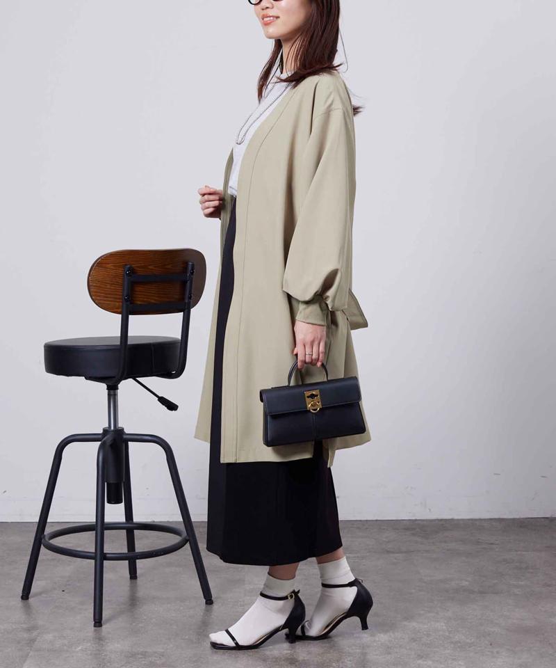 袖口リブ着流しコート