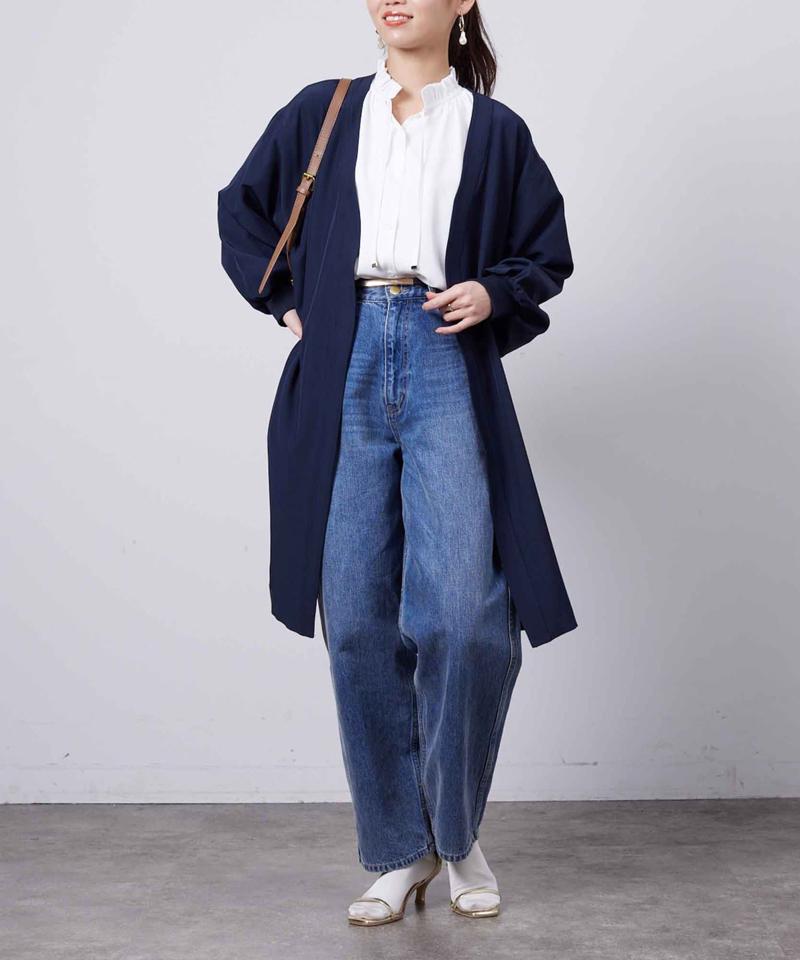 袖口リブ着流しコート