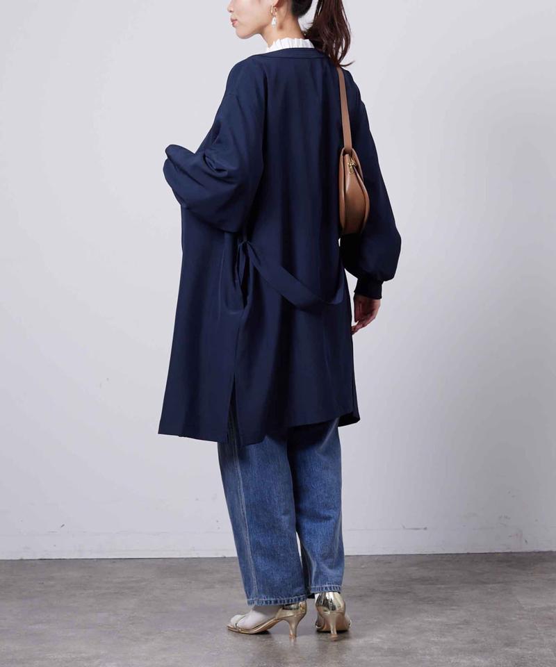 袖口リブ着流しコート