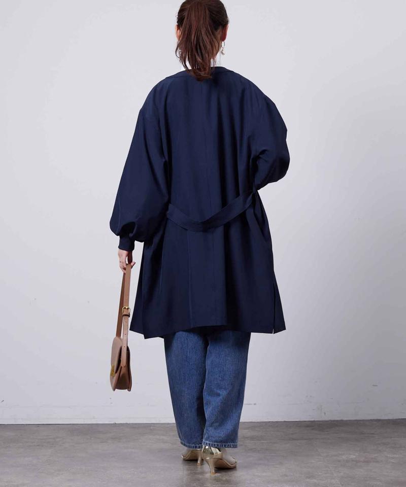 袖口リブ着流しコート