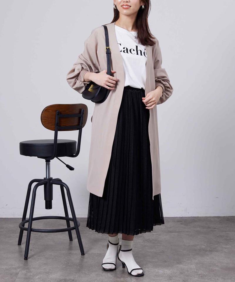 袖口リブ着流しコート