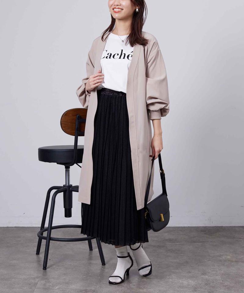袖口リブ着流しコート