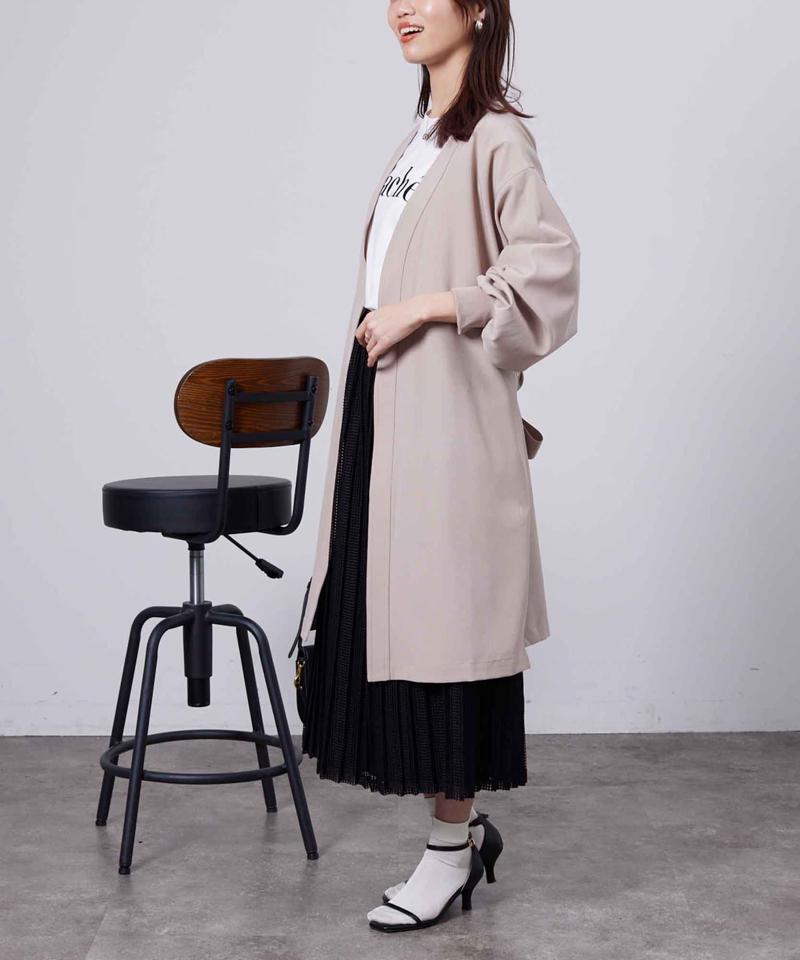 袖口リブ着流しコート
