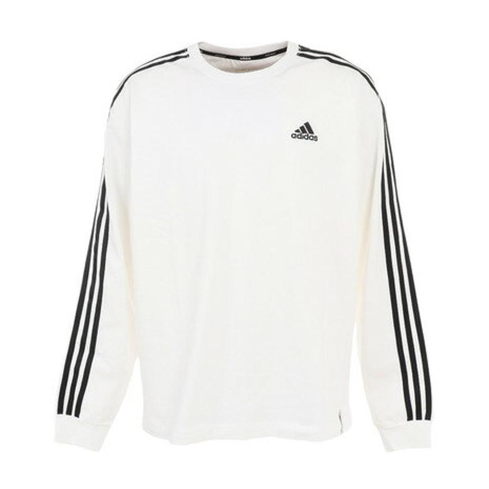 アディダス（adidas）（メンズ）エッセンシャルズ プラス ルーズフィット スリーストライプス 長袖Tシャツ KWE93-JF3913
