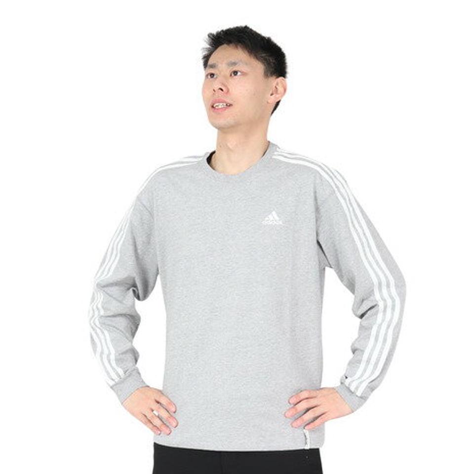アディダス（adidas）（メンズ）エッセンシャルズ プラス ルーズフィット スリーストライプス長袖Tシャツ KWE93-JF3909