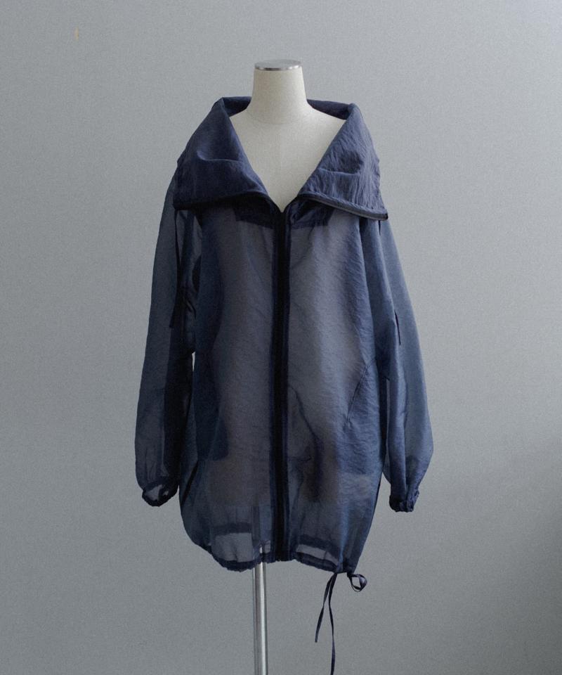 Organdie high neck zip shirt