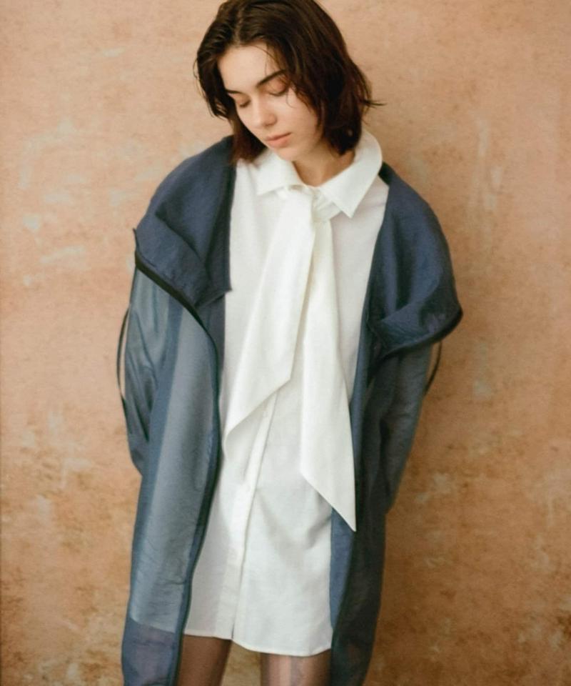 Organdie high neck zip shirt