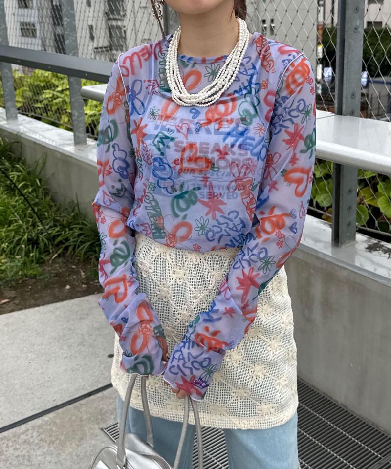【HELLO.SANFRANCISCO/ハローサンフランシスコ】ハンドペイントプリントシアーTEE