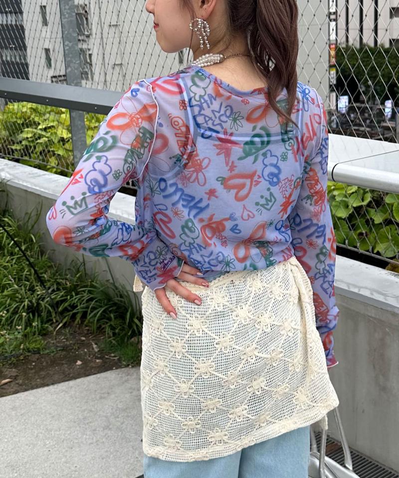 【HELLO.SANFRANCISCO/ハローサンフランシスコ】ハンドペイントプリントシアーTEE