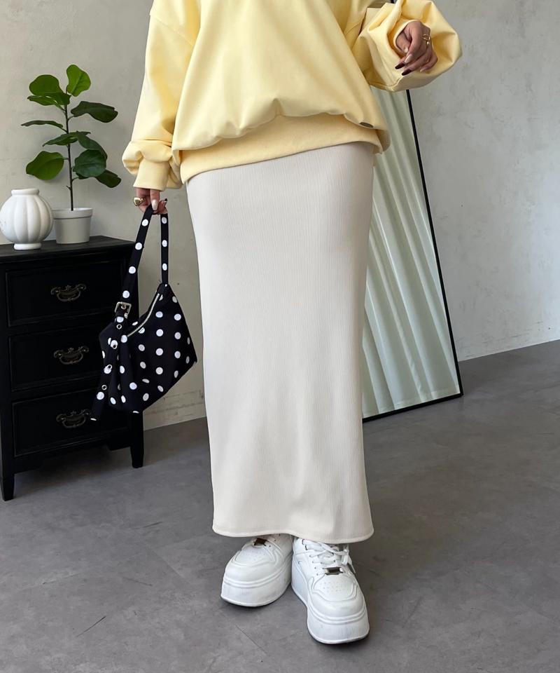 ウエストドロストカットリブナロースカート
