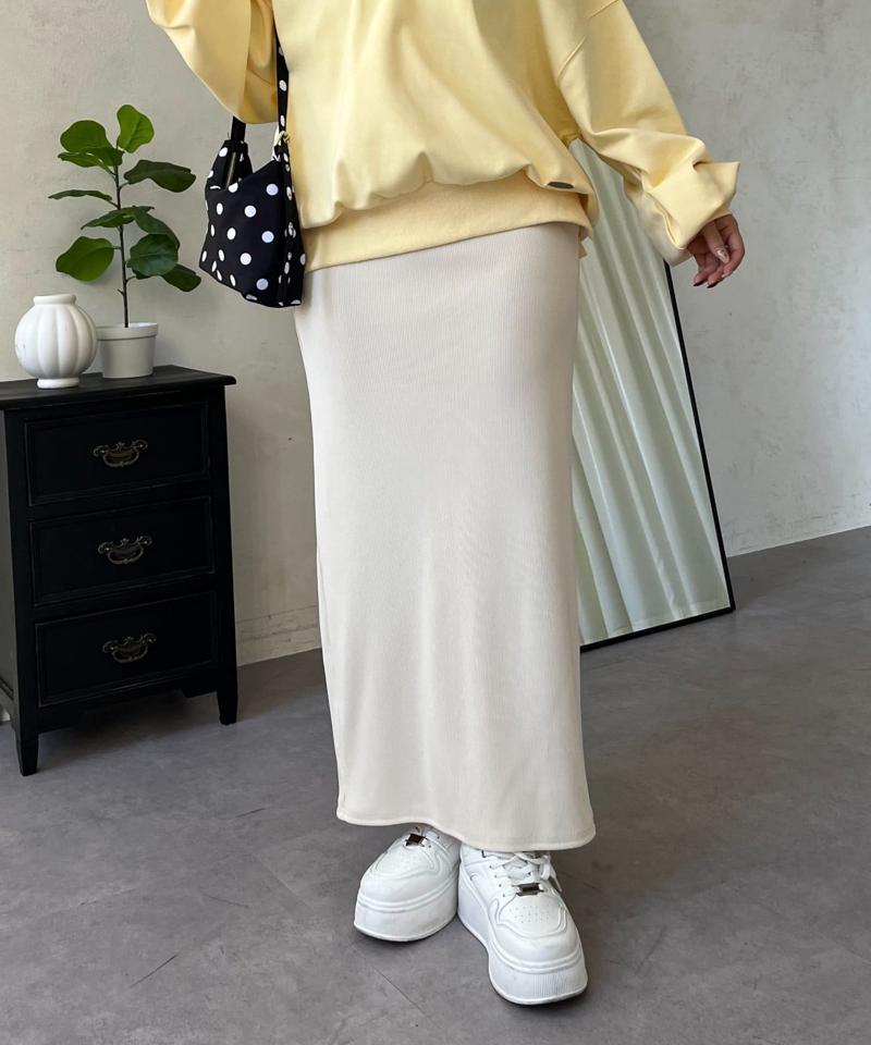 ウエストドロストカットリブナロースカート