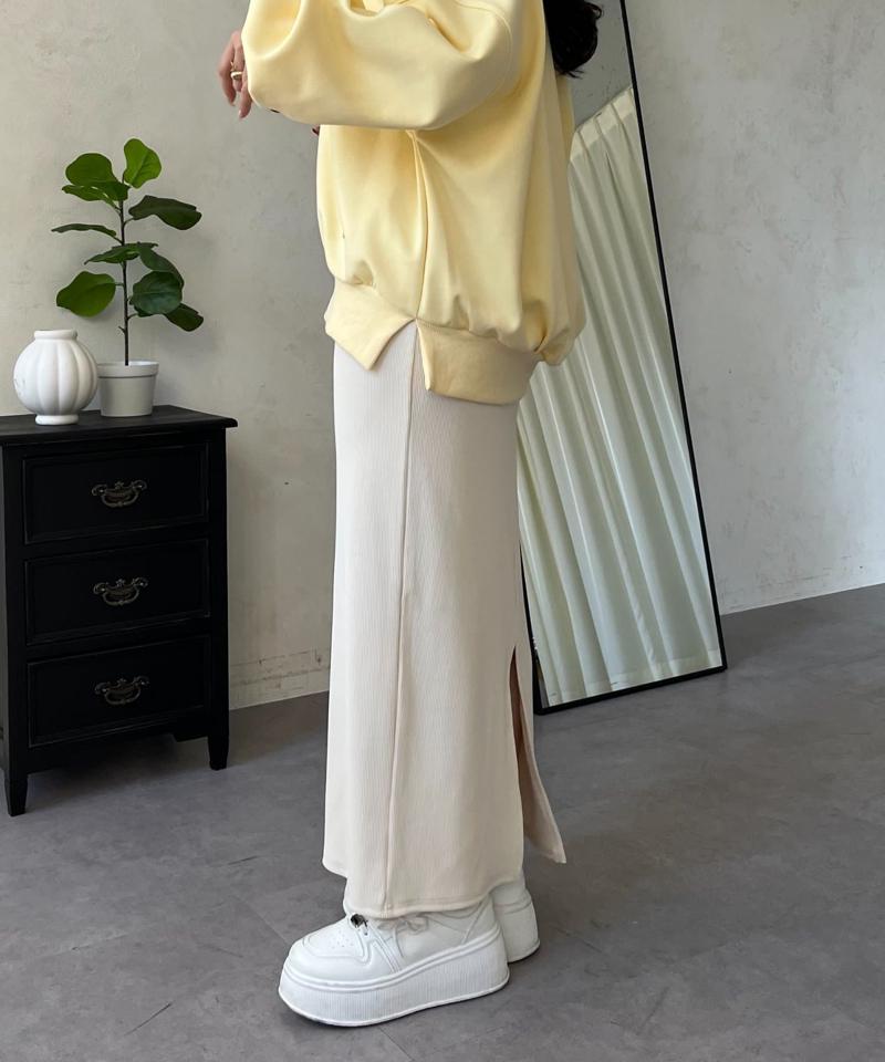 ウエストドロストカットリブナロースカート