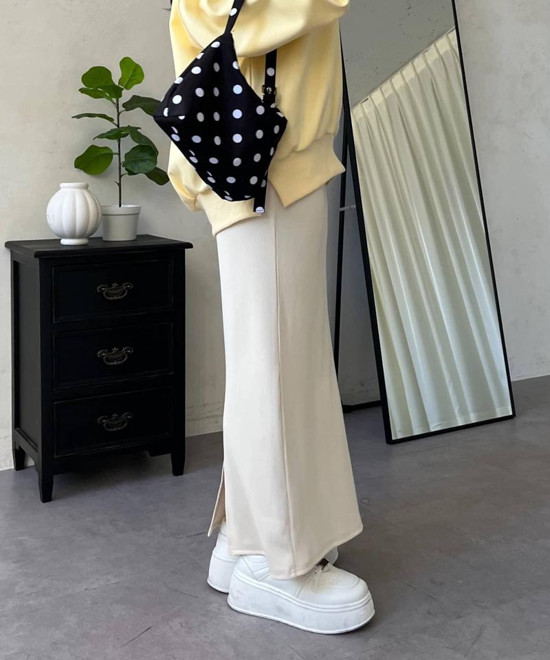 ウエストドロストカットリブナロースカート