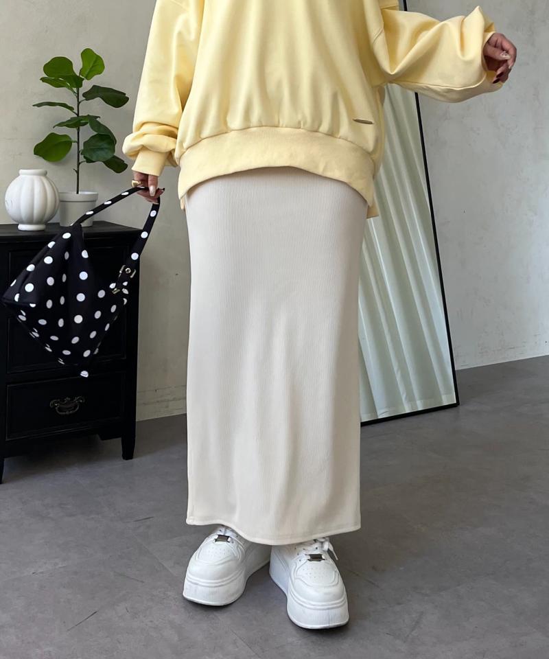 ウエストドロストカットリブナロースカート