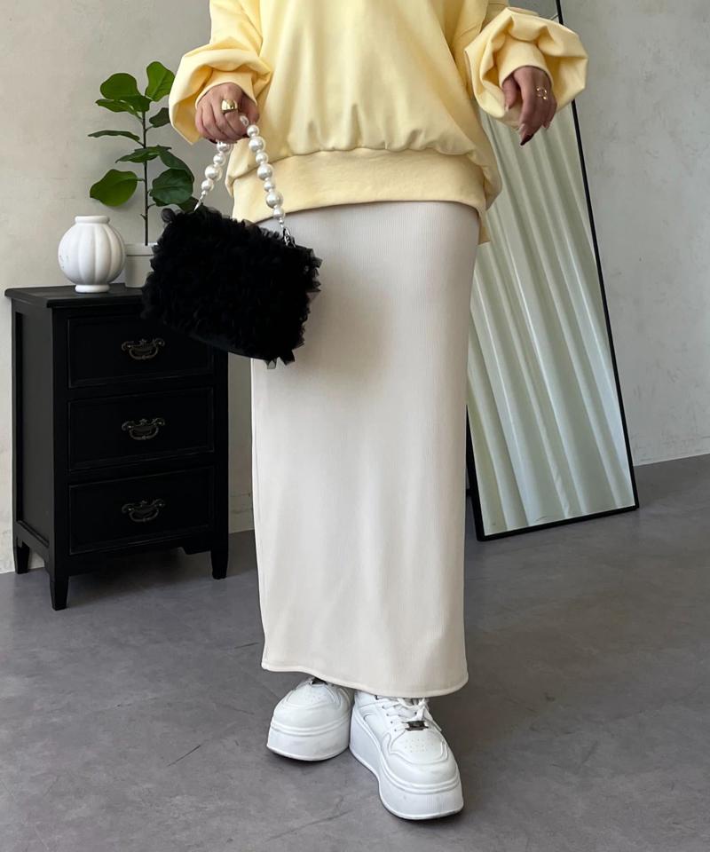 ウエストドロストカットリブナロースカート