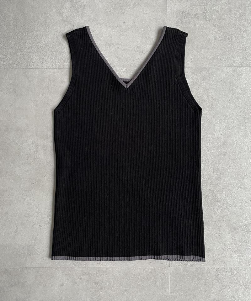 【前後2WAY】バイカラーリブニットタンク