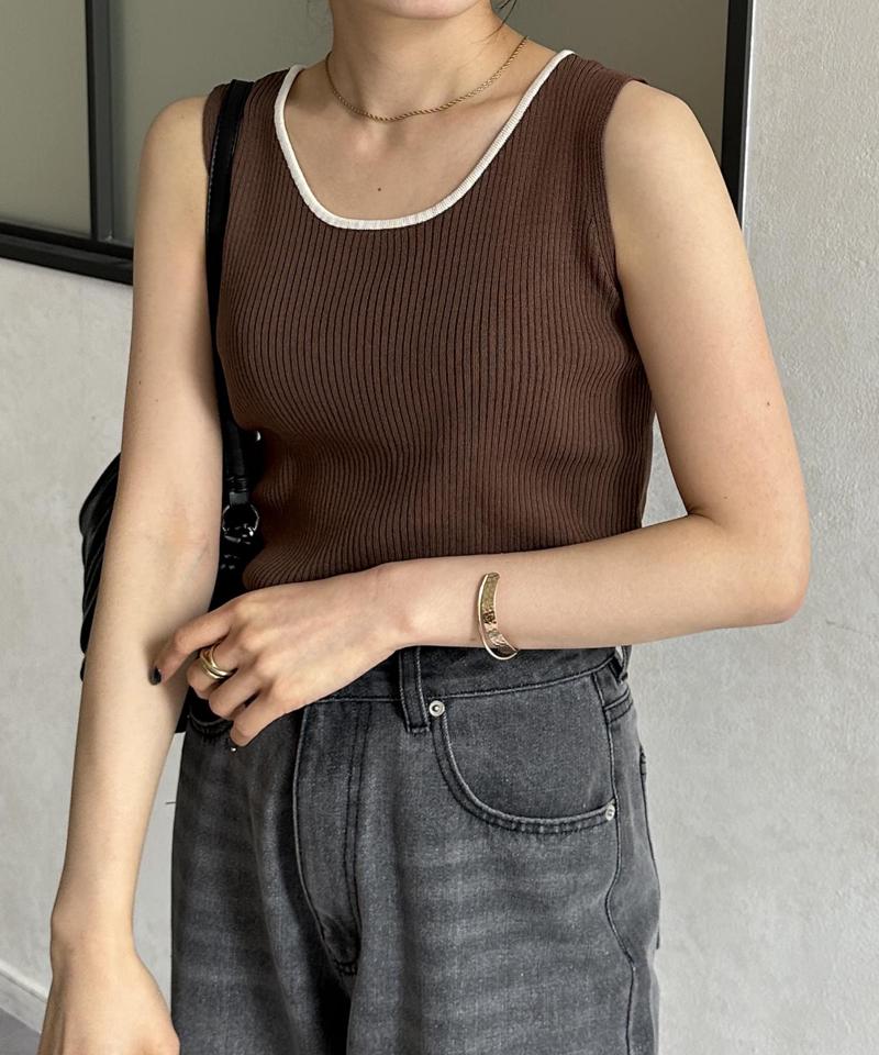 【前後2WAY】バイカラーリブニットタンク