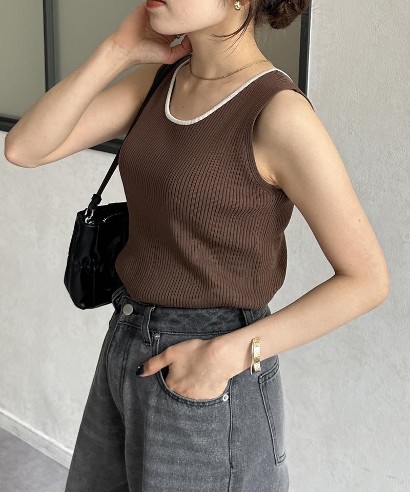 【前後2WAY】バイカラーリブニットタンク