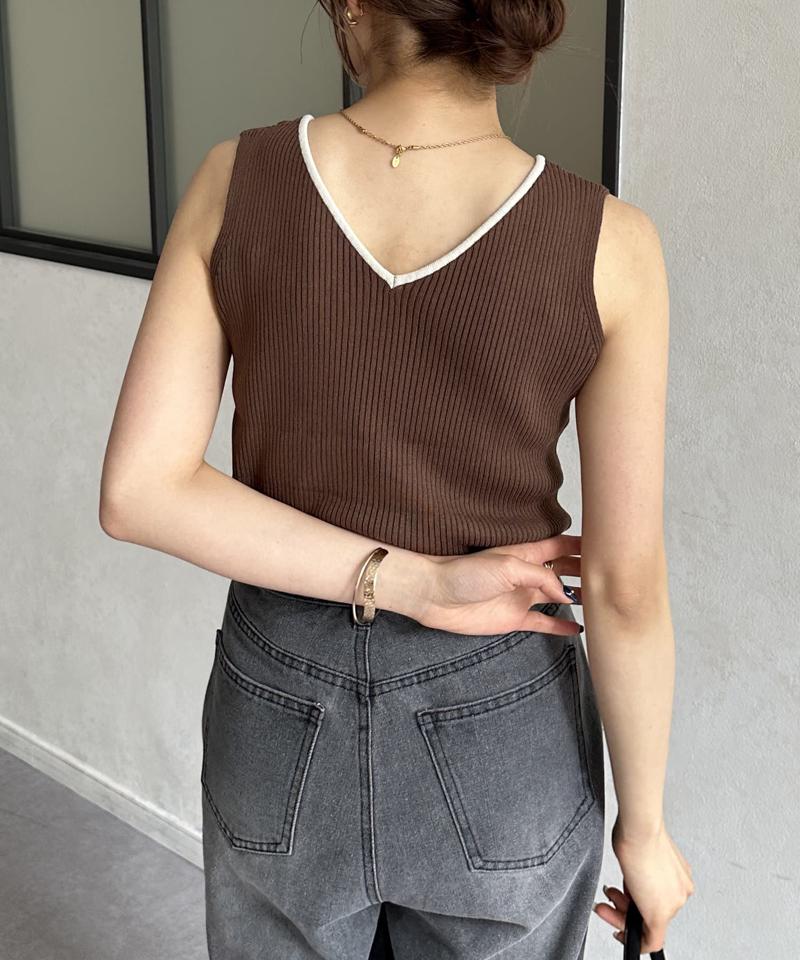 【前後2WAY】バイカラーリブニットタンク