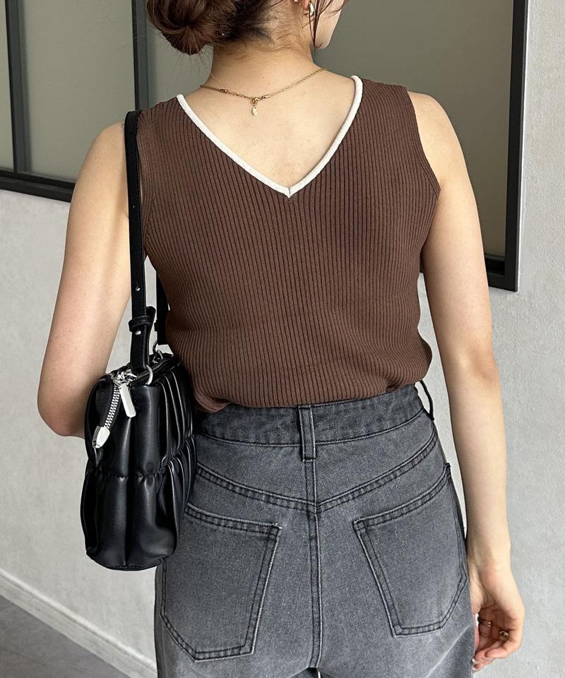 【前後2WAY】バイカラーリブニットタンク