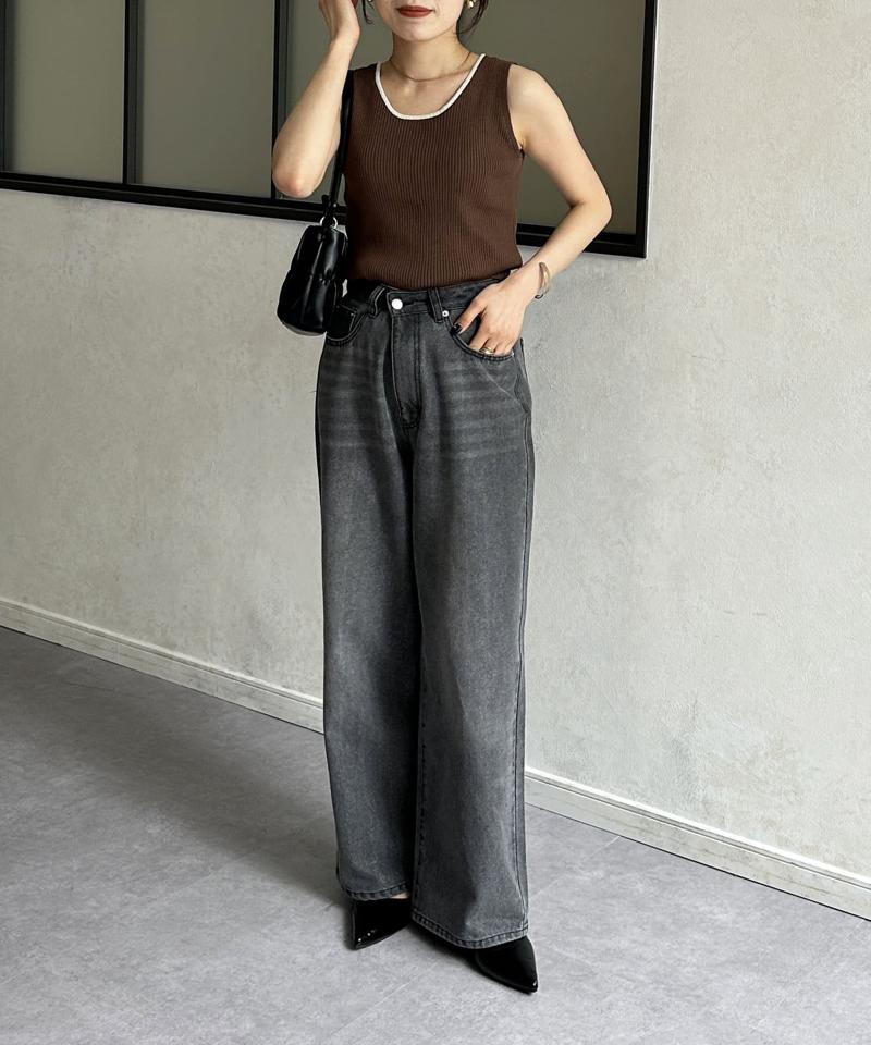 【前後2WAY】バイカラーリブニットタンク