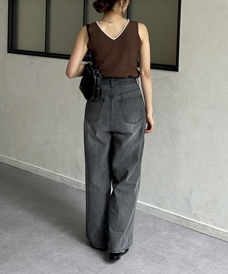 【前後2WAY】バイカラーリブニットタンク