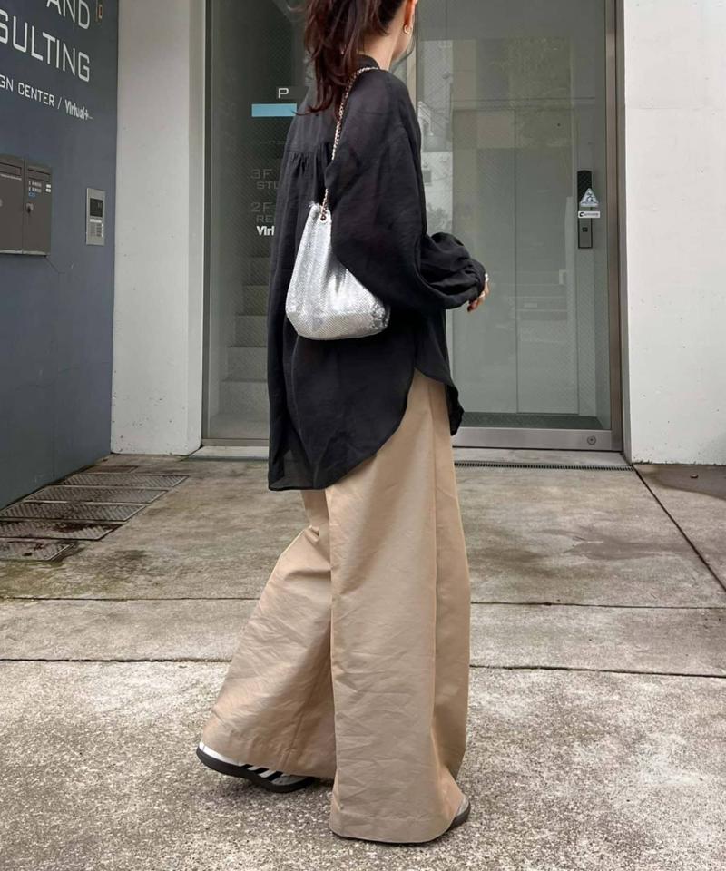 【累計販売数１万枚突破/程よい透け感】シアーバンドカラーシャツ