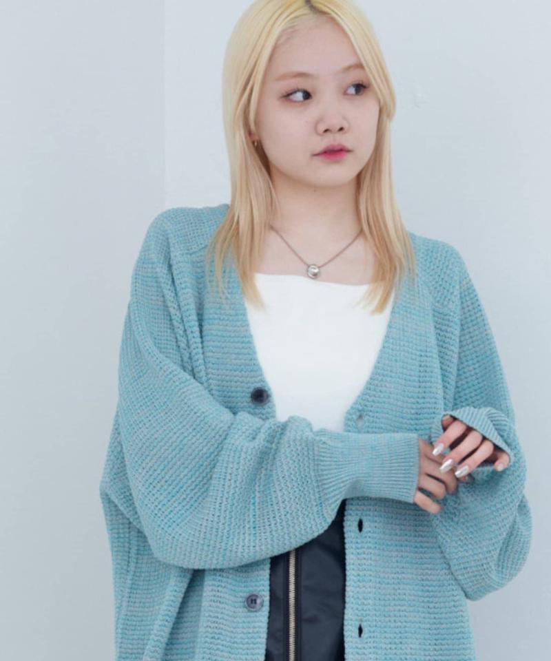 【Kastane】ミックスヤーンワッフルニットカーディガン