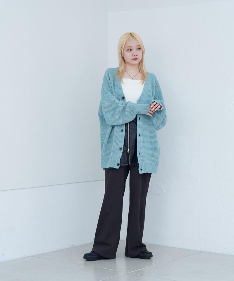 【Kastane】ミックスヤーンワッフルニットカーディガン