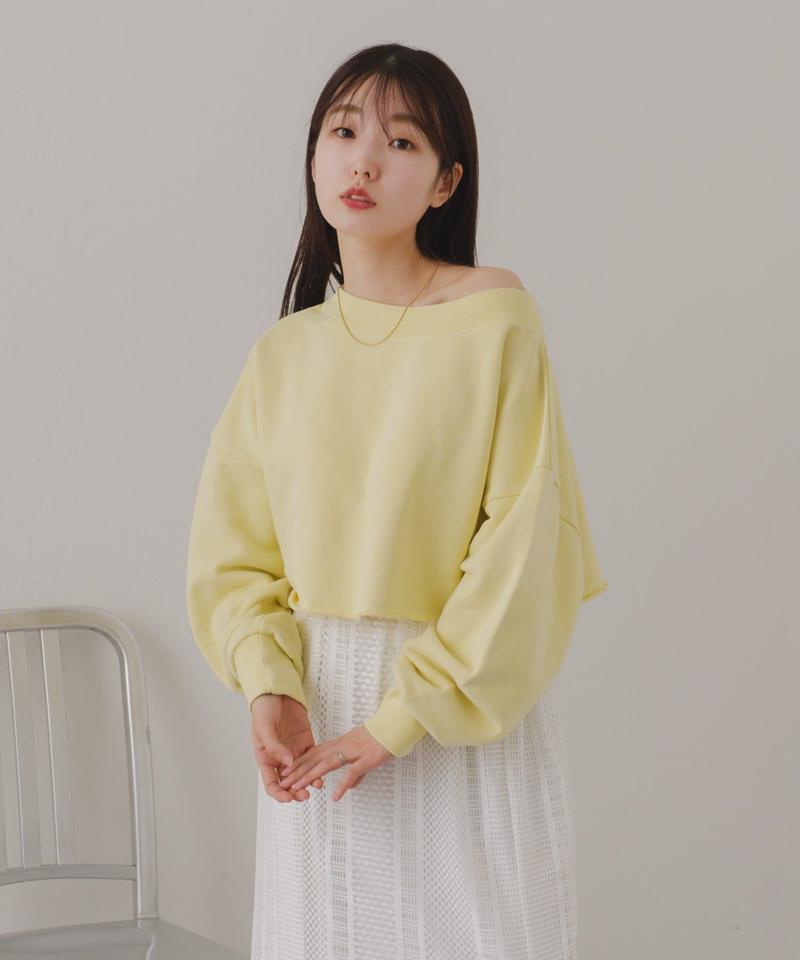 【Kastane】ヘビーウェイトオフショルピグメントスウェット