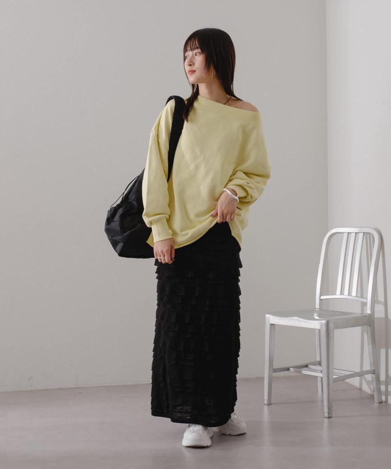 【Kastane】ヘビーウェイトオフショルピグメントスウェット