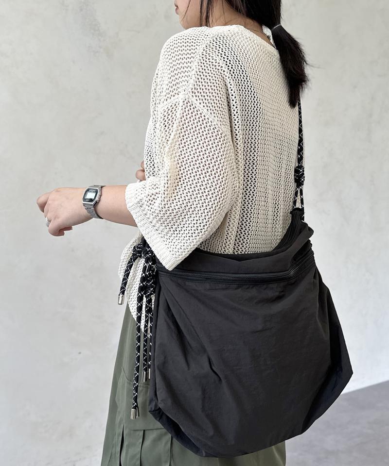 透かしボーダー半袖ニットプルオーバー
