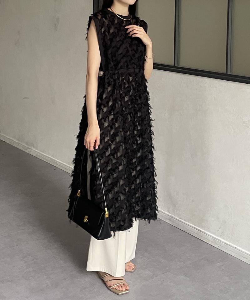 フリンジサイドリボンワンピース