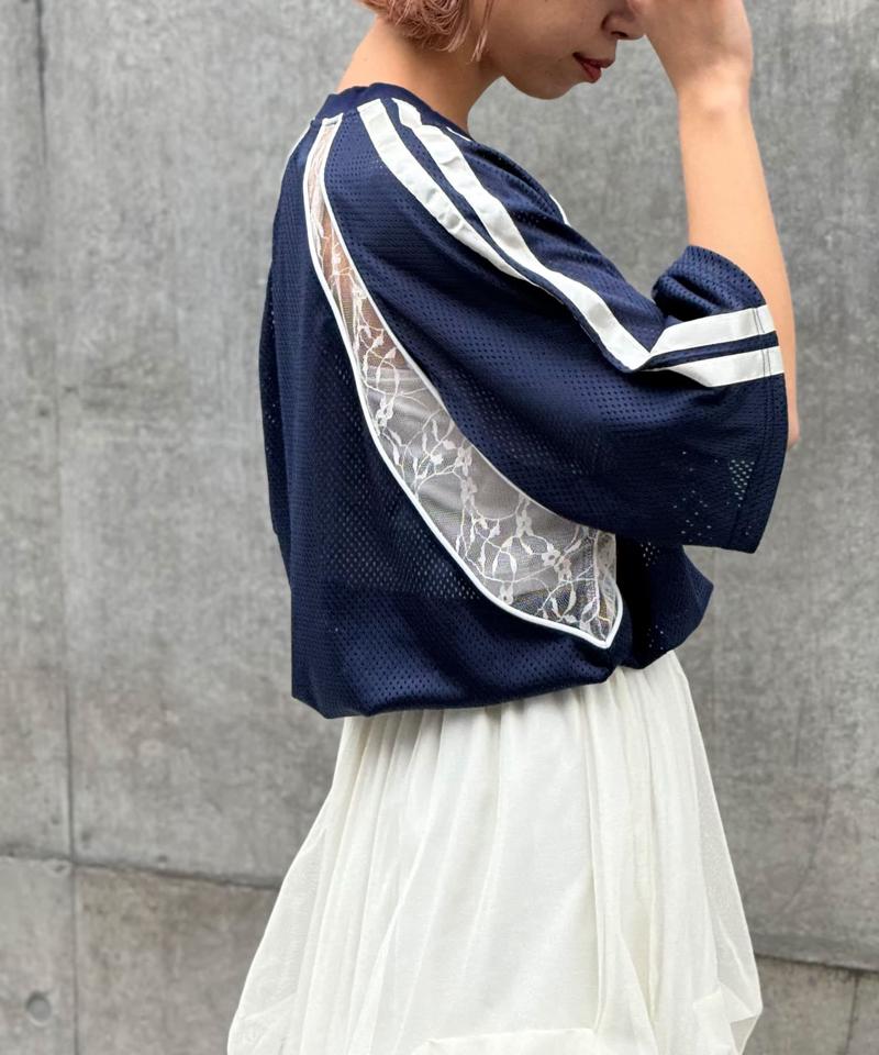 メッシュレースドッキングフットボールTee
