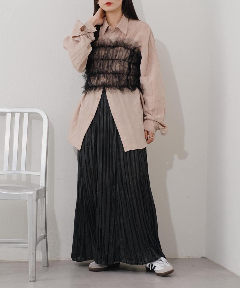 【Kastane】シアーシャイニープリーツスカート