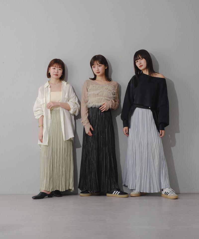 【Kastane】シアーシャイニープリーツスカート
