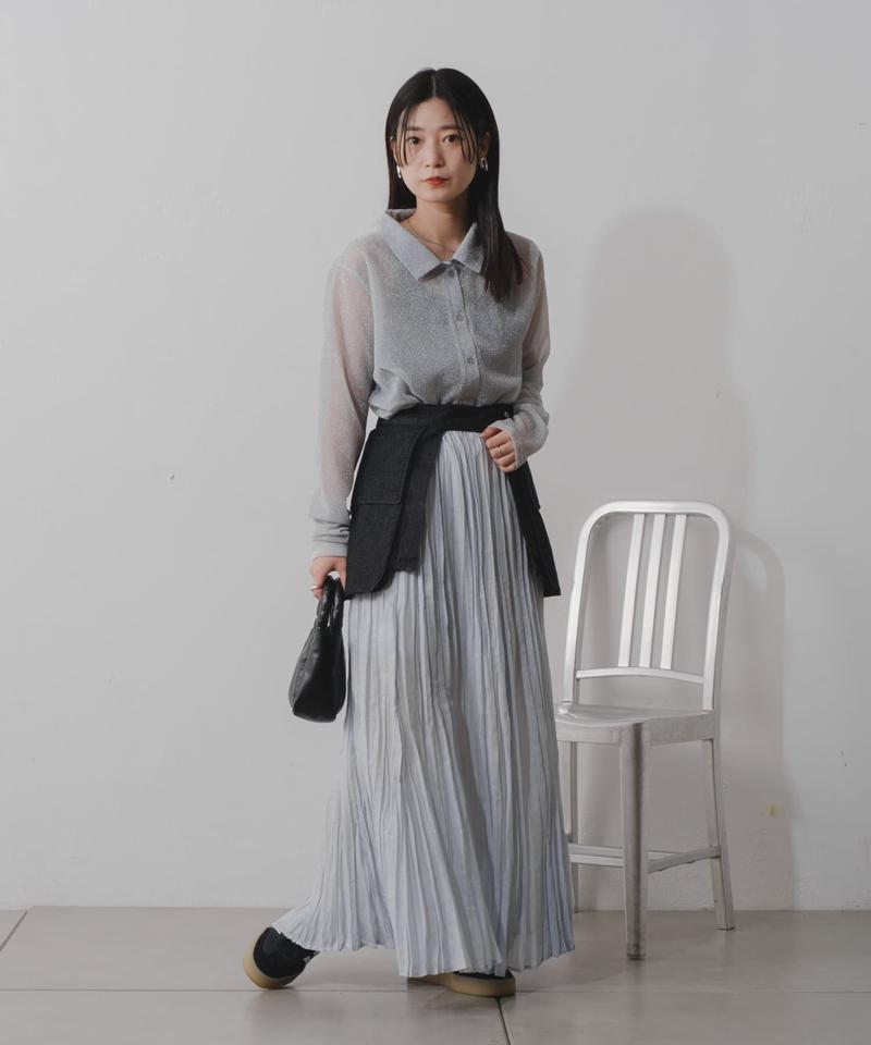 【Kastane】シアーシャイニープリーツスカート
