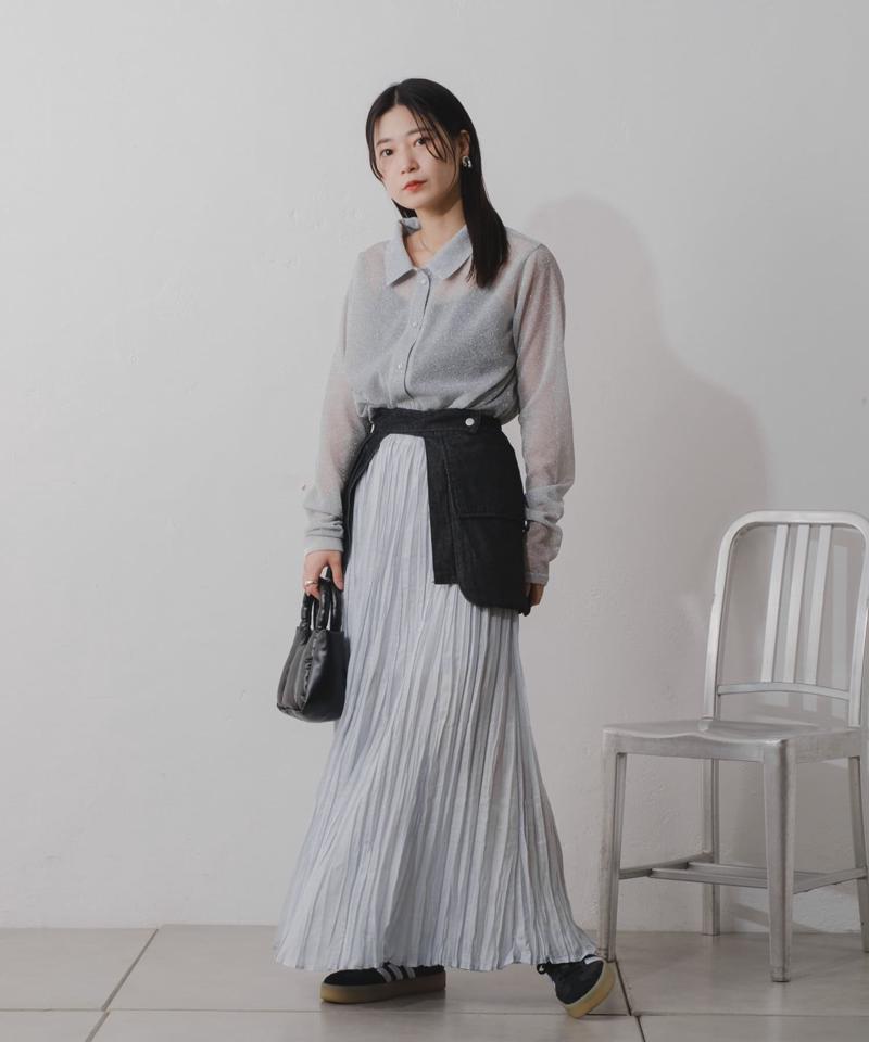【Kastane】シアーシャイニープリーツスカート