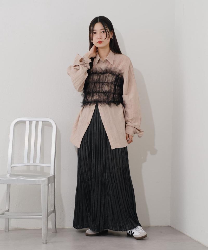 【Kastane】シアーシャイニープリーツスカート