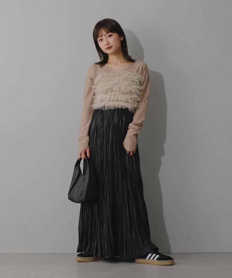 【Kastane】シアーシャイニープリーツスカート