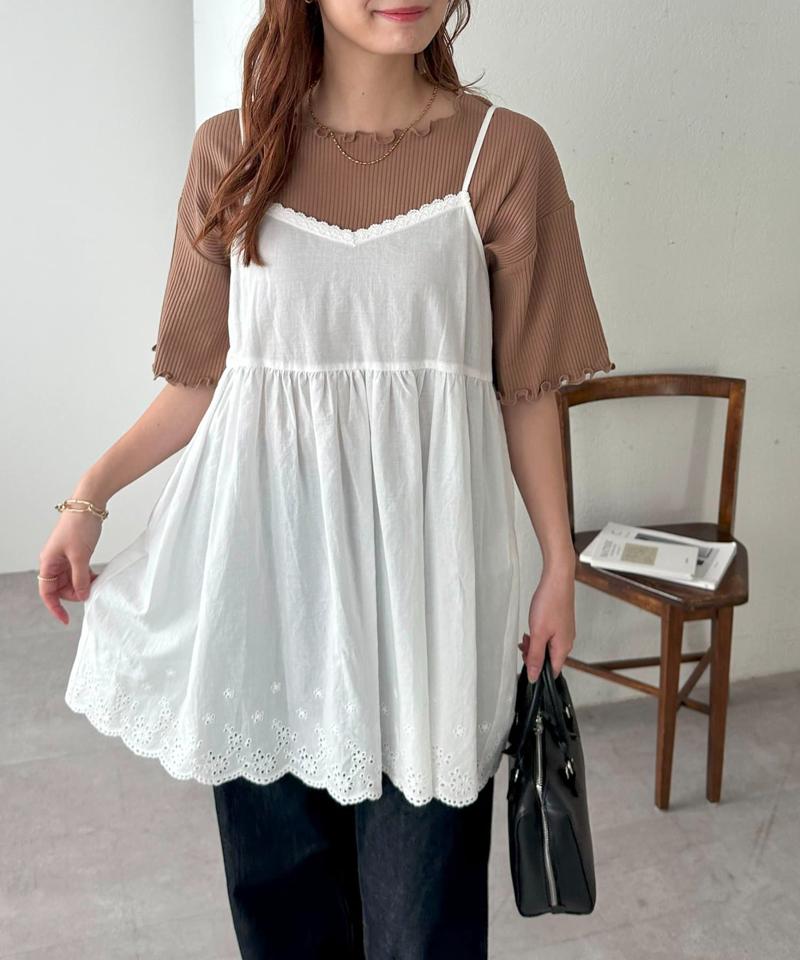 【二の腕カバーにも◎／22色展開】リブメローフレア5分袖≪WEB限定≫