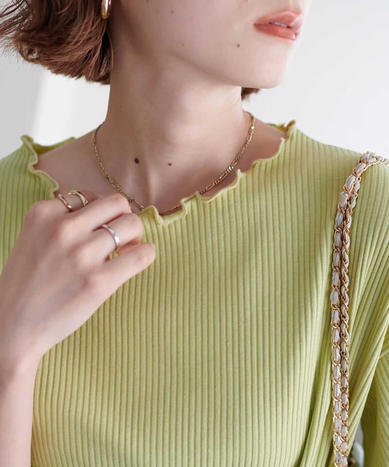 【二の腕カバーにも◎／22色展開】リブメローフレア5分袖≪WEB限定≫