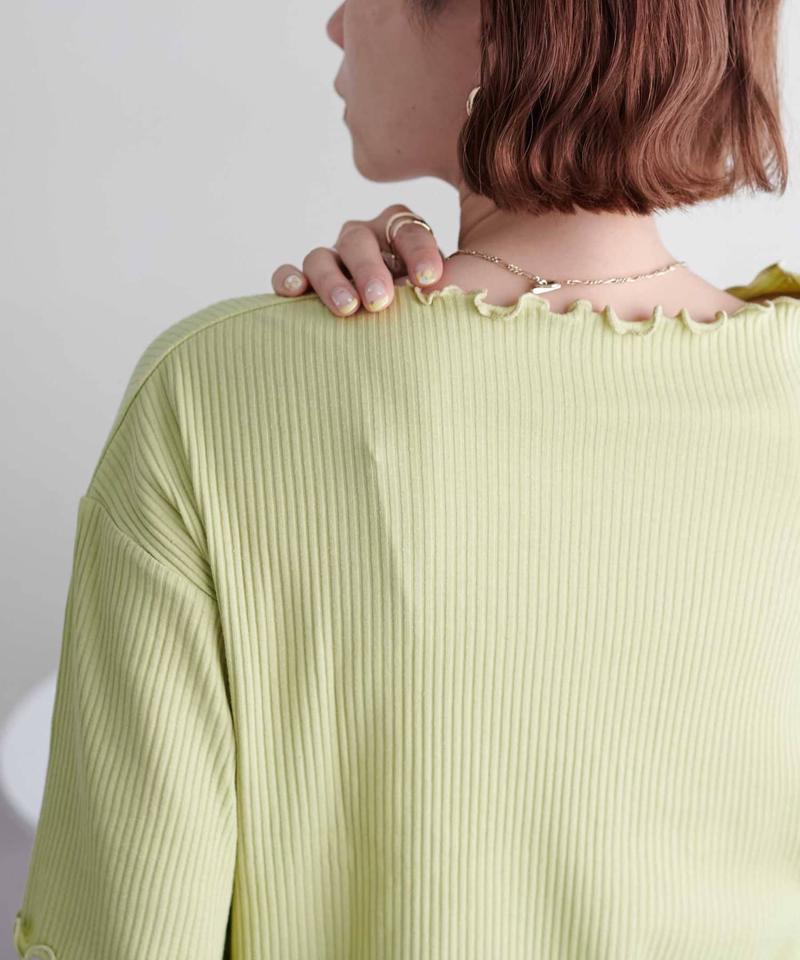 【二の腕カバーにも◎／22色展開】リブメローフレア5分袖≪WEB限定≫